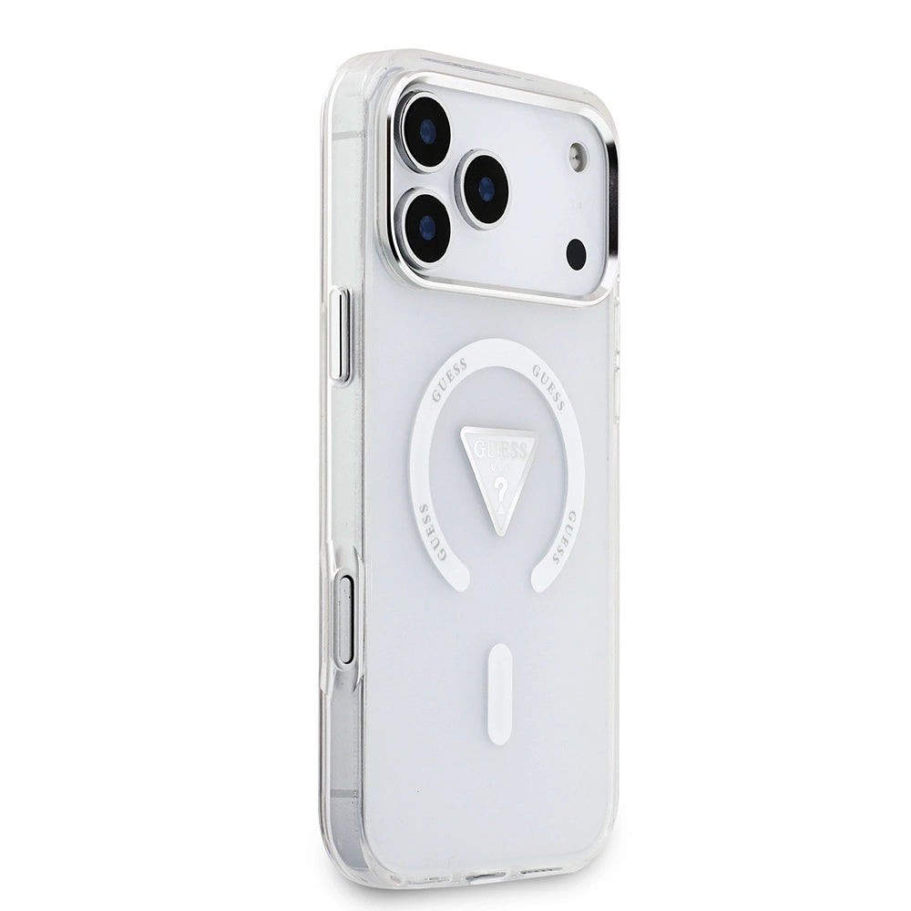Husa pentru iPhone 17 Pro Max - Guess IML Gradient Triangle Logo MagSafe (GUHMP17XHGTMLCGT) - Clear