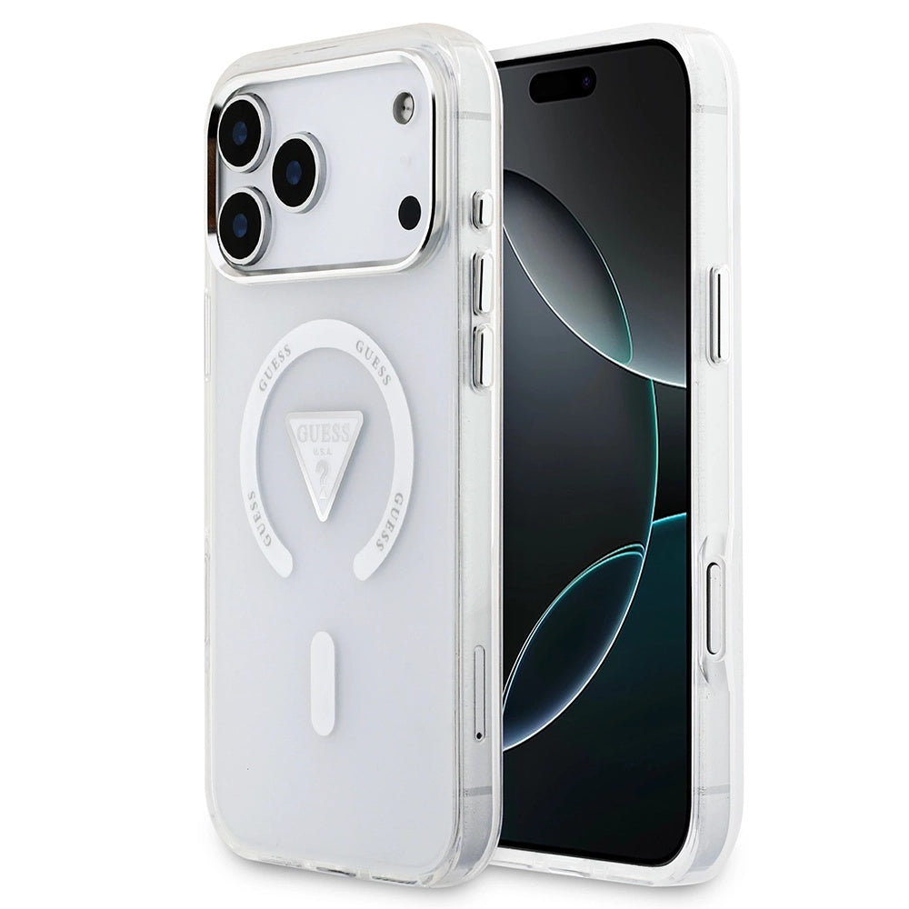 Husa pentru iPhone 17 Pro Max - Guess IML Gradient Triangle Logo MagSafe (GUHMP17XHGTMLCGT) - Clear