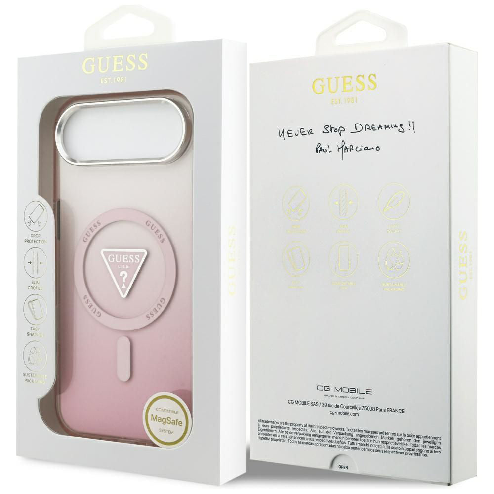 Husa pentru iPhone 17 Air - Guess IML Gradient Triangle Logo MagSafe (GUHMP17MHGTMLCGP) - Pink