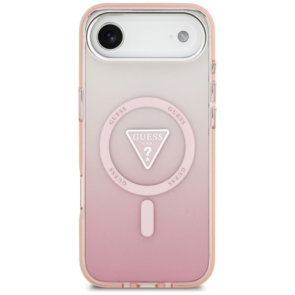 Husa pentru iPhone 17 Air - Guess IML Gradient Triangle Logo MagSafe (GUHMP17MHGTMLCGP) - Pink