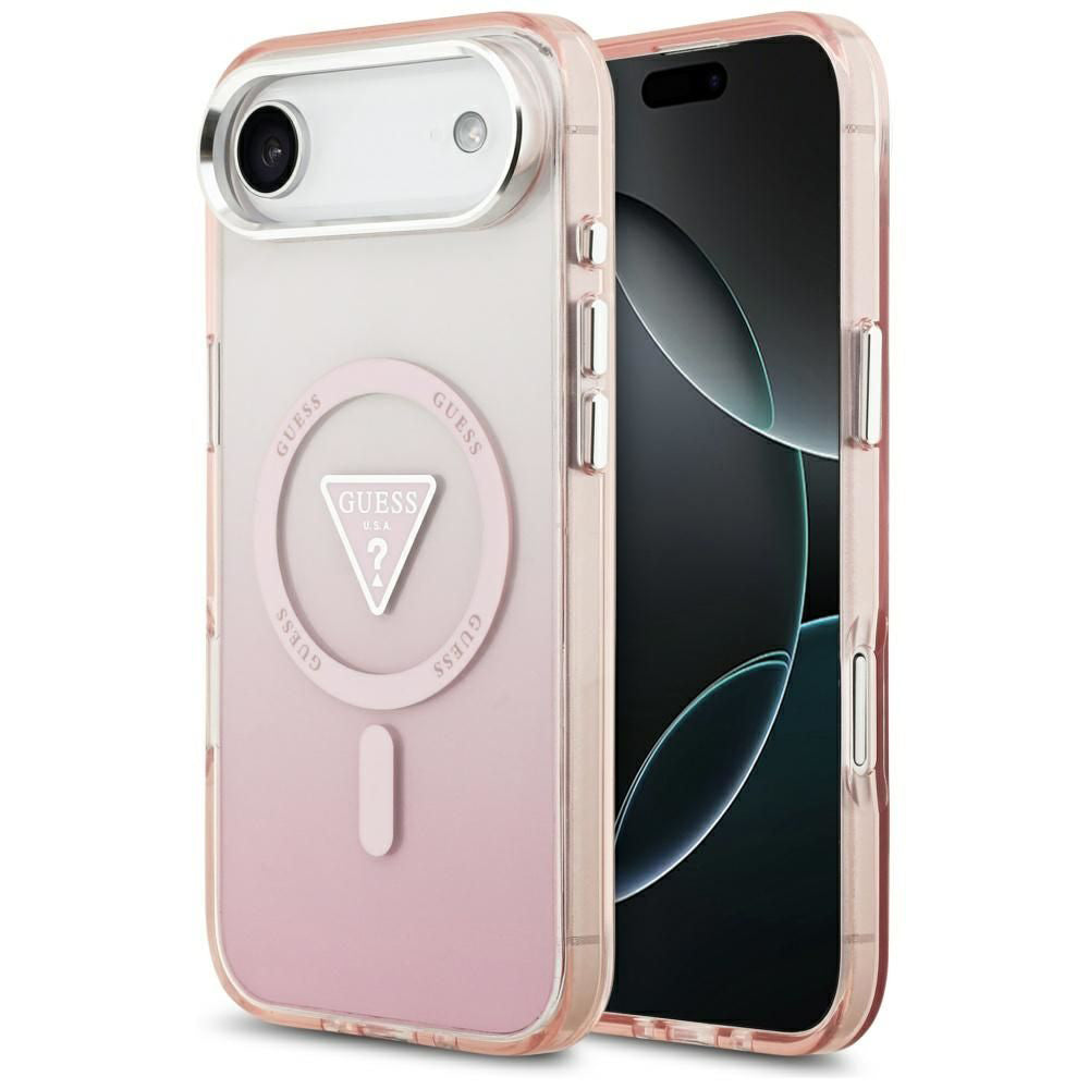 Husa pentru iPhone 17 Air - Guess IML Gradient Triangle Logo MagSafe (GUHMP17MHGTMLCGP) - Pink