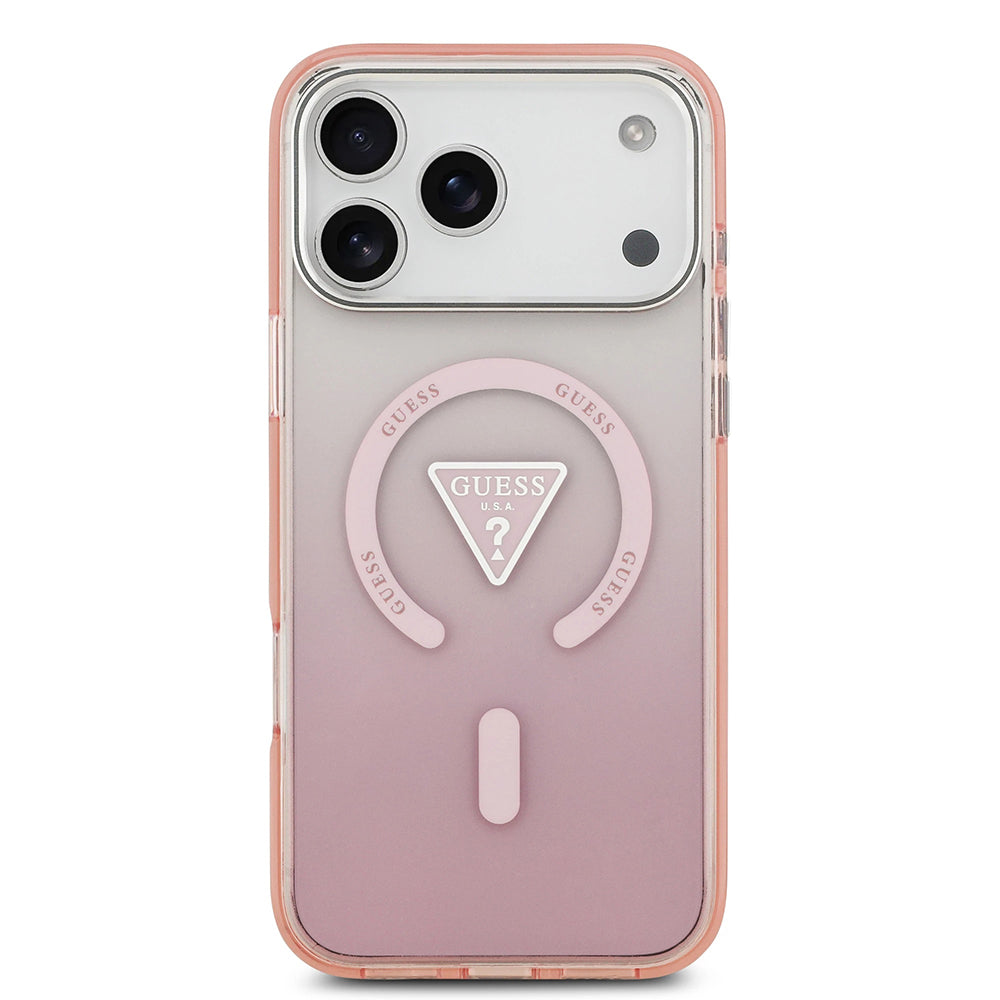 Husa pentru iPhone 17 Pro Max - Guess IML Gradient Triangle Logo MagSafe (GUHMP17XHGTMLCGP) - Pink