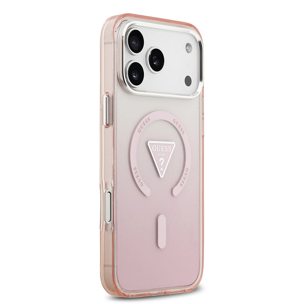 Husa pentru iPhone 17 Pro Max - Guess IML Gradient Triangle Logo MagSafe (GUHMP17XHGTMLCGP) - Pink