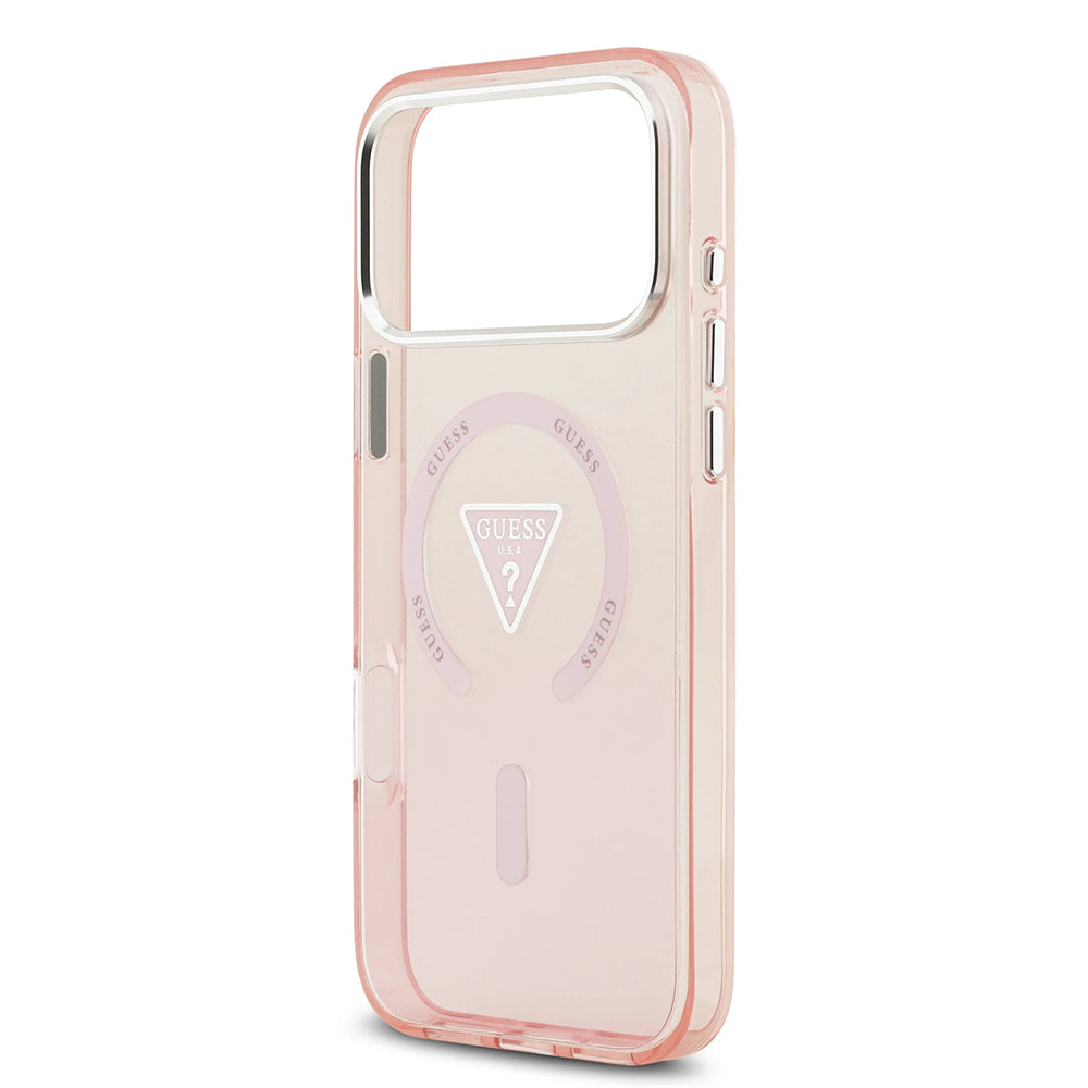 Husa pentru iPhone 17 Pro Max - Guess IML Gradient Triangle Logo MagSafe (GUHMP17XHGTMLCGP) - Pink
