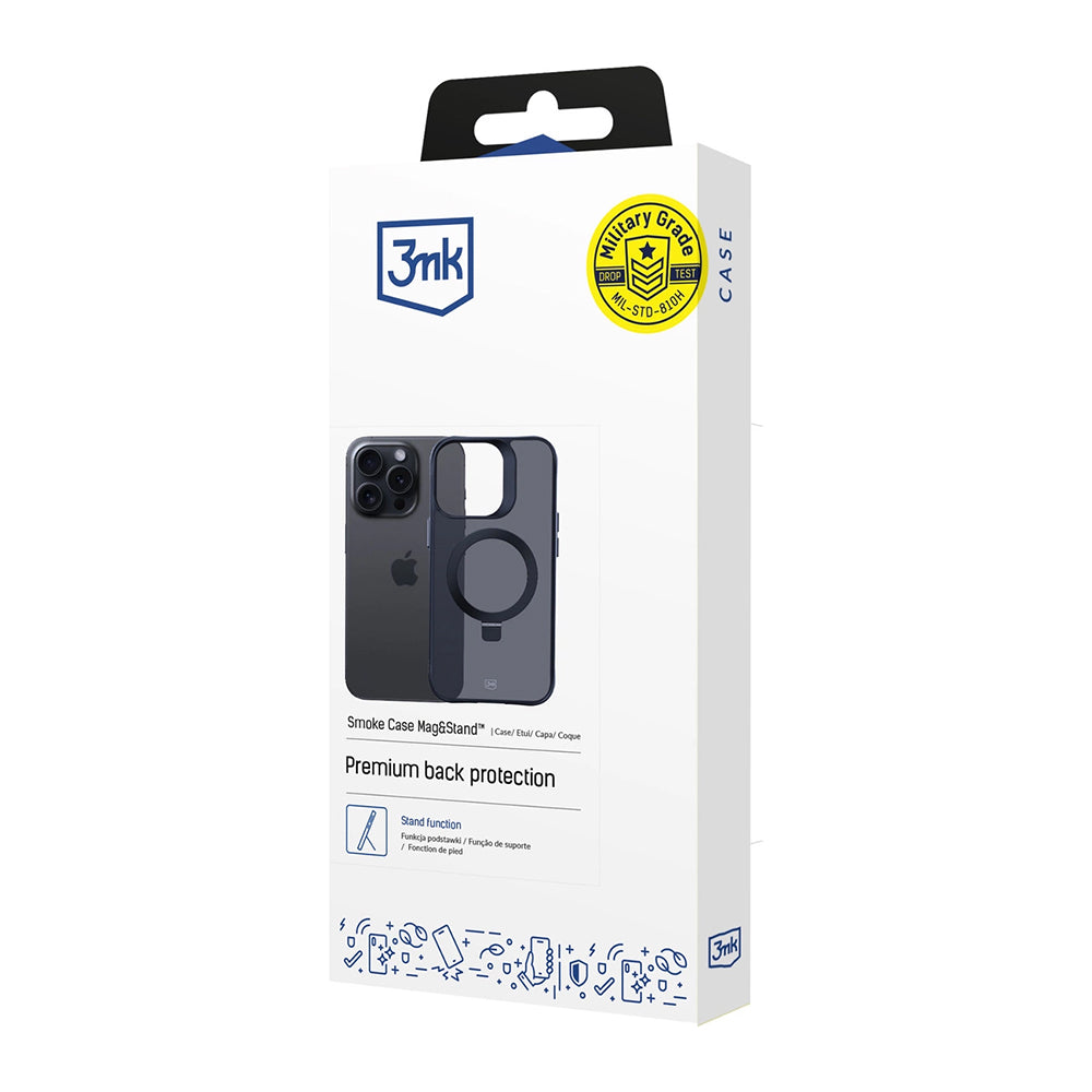 3mk - Smoke Case Mag&Stand - iPhone 16 Pro Max - Black