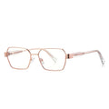Techsuit - Anti-Blue Light Glasses Reflex PC (3161) - for Women, Rectangle, Metal Frame, AC Lens - Rose Gold/Transparent