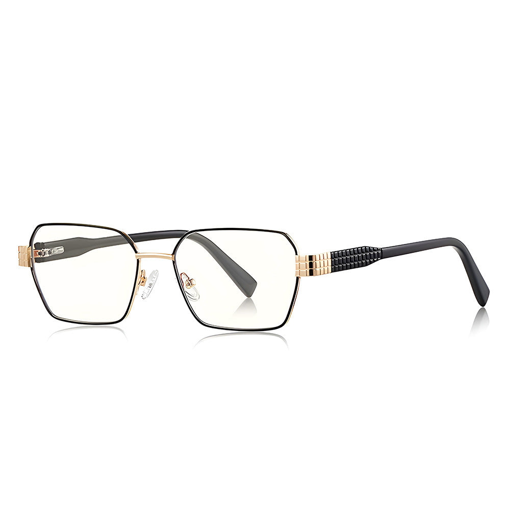 Techsuit - Anti-Blue Light Glasses Reflex PC (3161) - for Women, Rectangle, Metal Frame, AC Lens - Black