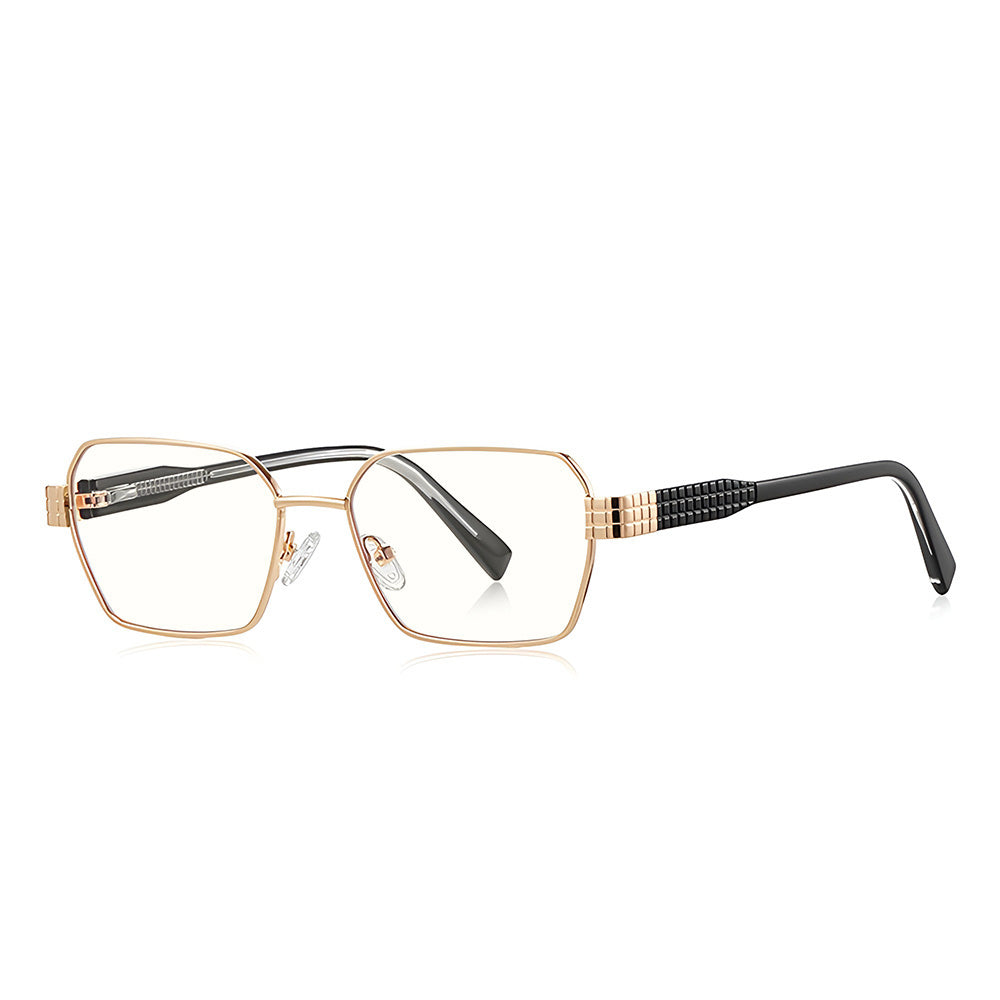 Techsuit - Anti-Blue Light Glasses Reflex PC (3161) - for Women, Rectangle, Metal Frame, AC Lens - Gold/Black