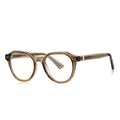 Techsuit - Anti-Blue Light Glasses Reflex PC (2228) - Round, TR90&Metal Frame, AC Lens - Transparent/Brown