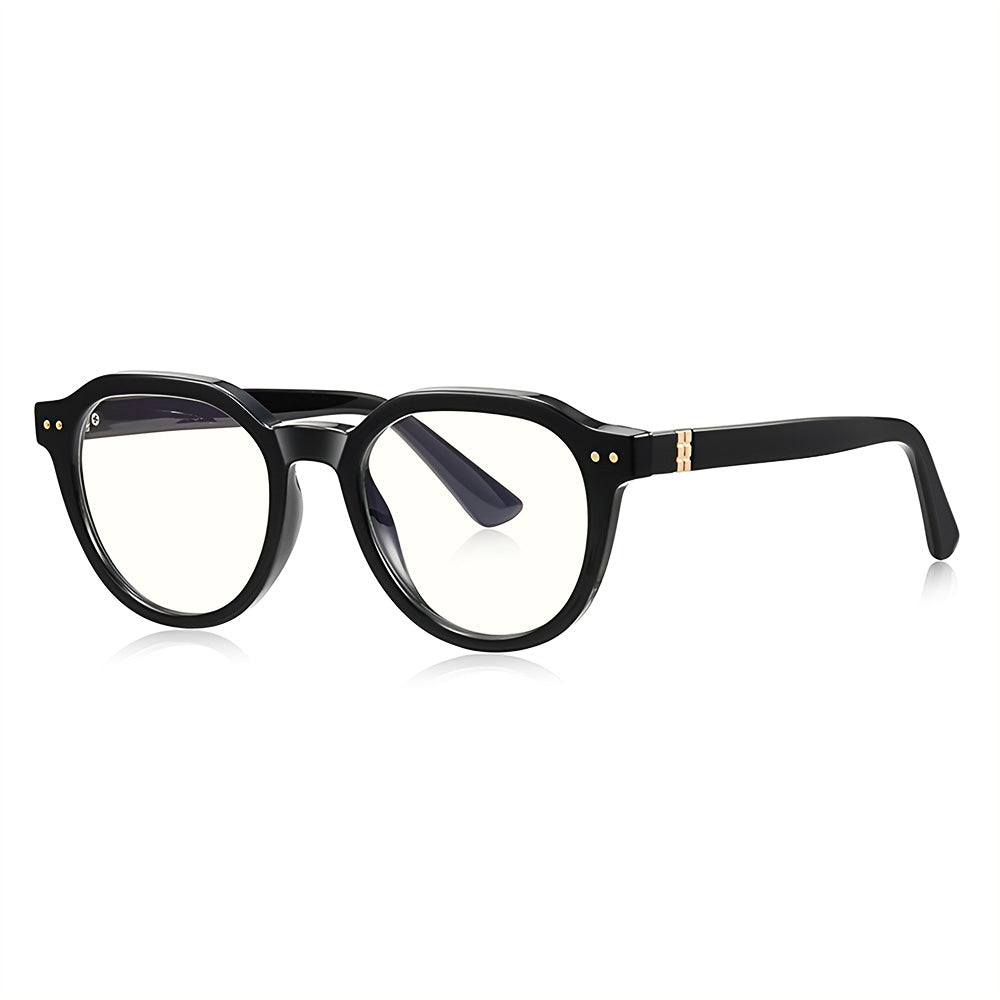 Techsuit - Anti-Blue Light Glasses Reflex PC (2228) - for Men, Round, TR90&Metal Frame, AC Lens - Black