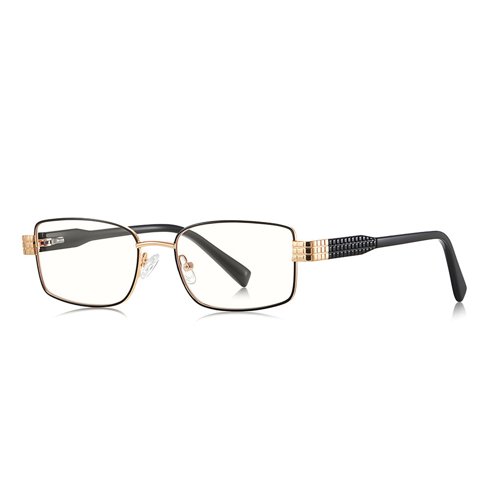 Techsuit - Anti-Blue Light Glasses Reflex PC (3163) - for Women, Rectangle, Metal Frame, AC Lens - Black