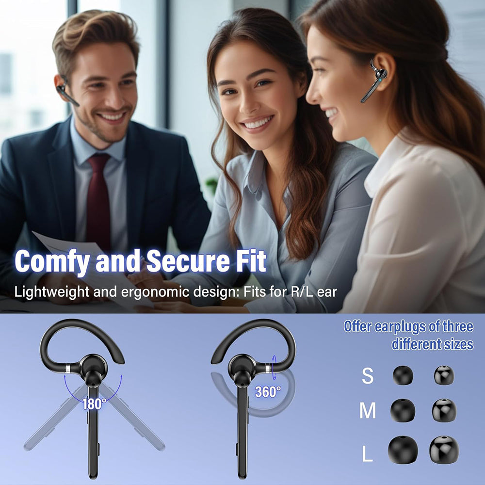 Techsuit - Premium Bluetooth Headset TalkZen (G9) - HandsFree, BT5.1, Dual Noise Cancelling Microphone, 500mAh, 72hrs - 
