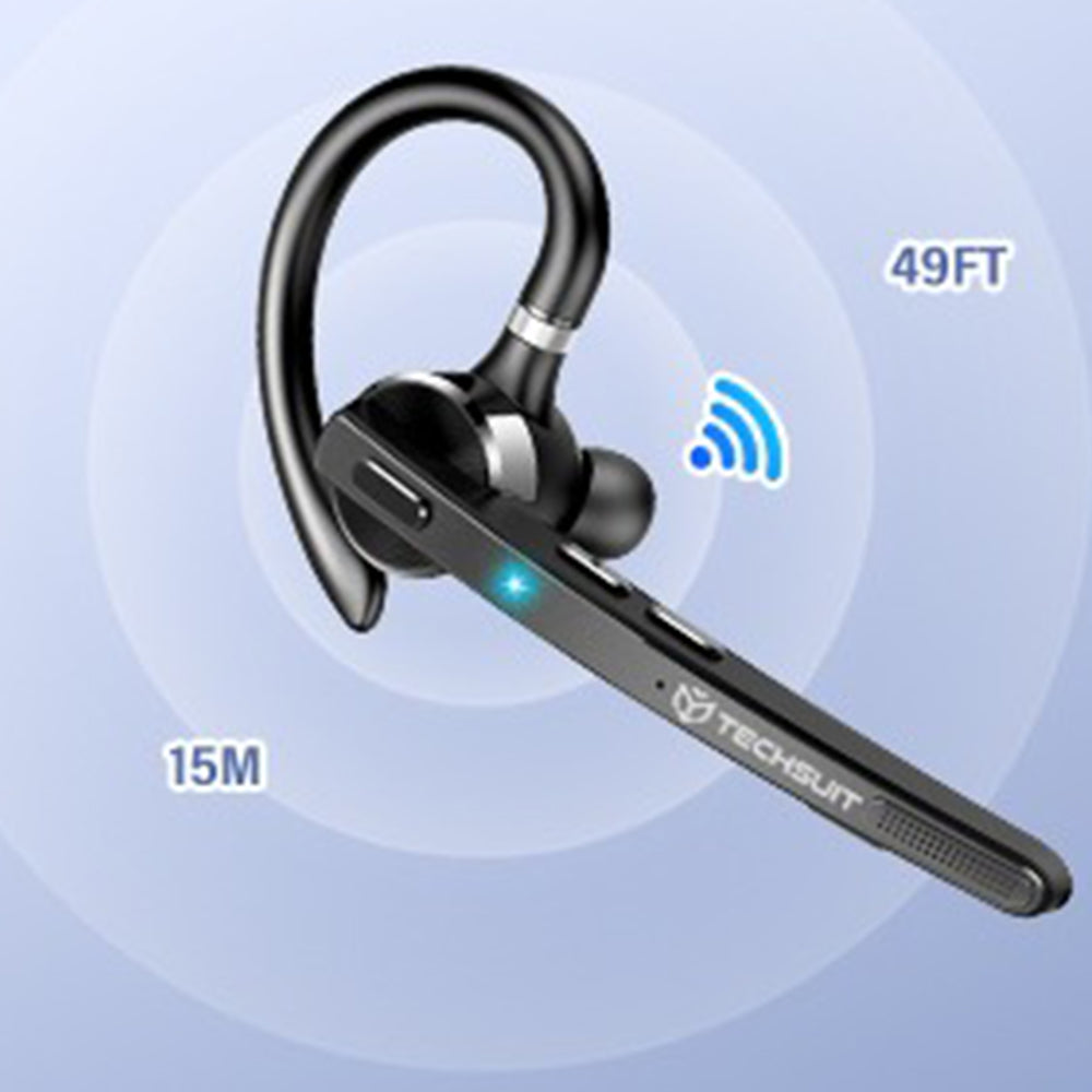 Techsuit - Premium Bluetooth Headset TalkZen (G9) - HandsFree, BT5.1, Dual Noise Cancelling Microphone, 500mAh, 72hrs - 