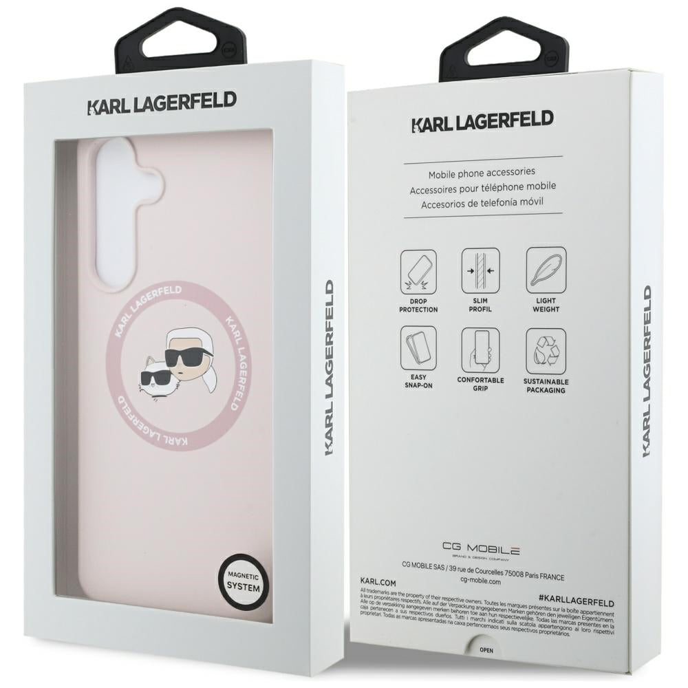 Karl Lagerfeld - Silicone KC Heads MagSafe (KLHMS25FESKCHTCP) - Samsung Galaxy S25 FE - Pink