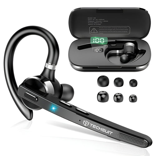 Techsuit - Premium Bluetooth Headset TalkZen (G9) - HandsFree, BT5.1, Dual Noise Cancelling Microphone, 500mAh, 72hrs - 