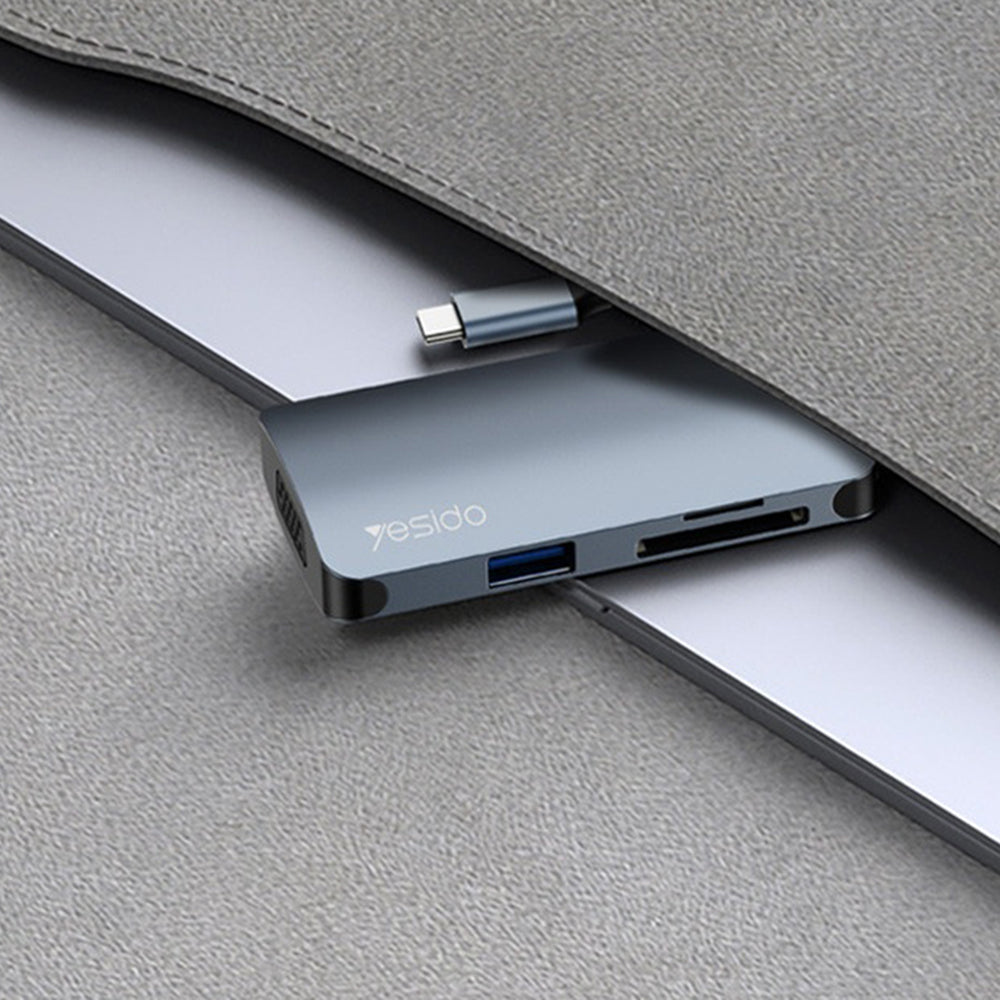 Yesido - Docking Station 7in1 (HB16) - Type-C to 1x USB3.0, 2x USB2.0, TF/SD Card, 1x VGA, 1x Type-C, 5Gbps, PD100W  - G