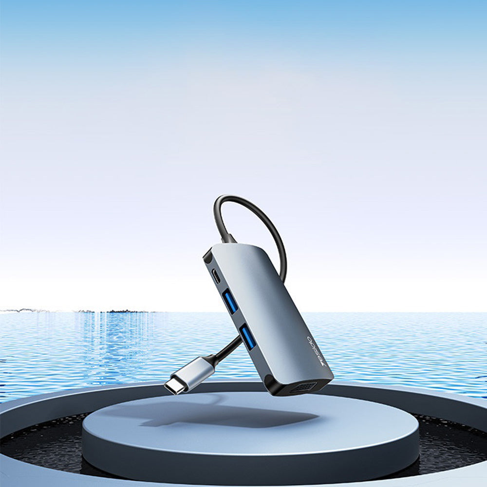Yesido - Docking Station 7in1 (HB16) - Type-C to 1x USB3.0, 2x USB2.0, TF/SD Card, 1x VGA, 1x Type-C, 5Gbps, PD100W  - G