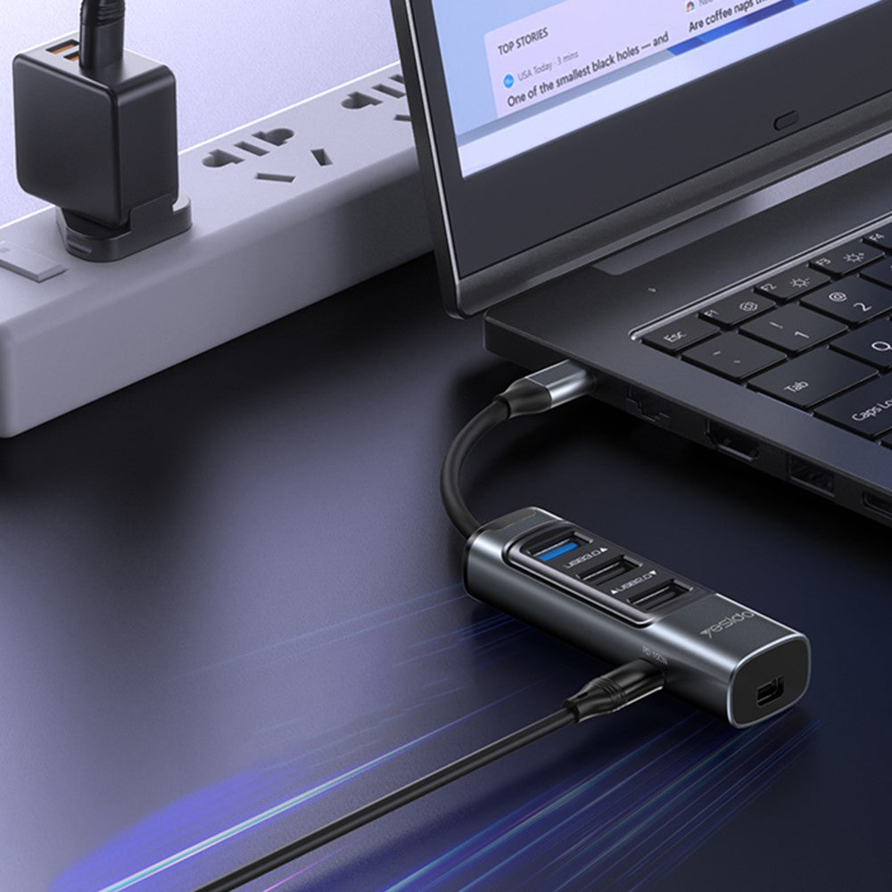 Yesido - Docking Station 5in1 (HB24) - Type-C to 3x USB, USB-C, Mini DisplayPort, PD100W, Fast Charge, 4K@30Hz, 5Gbps - 