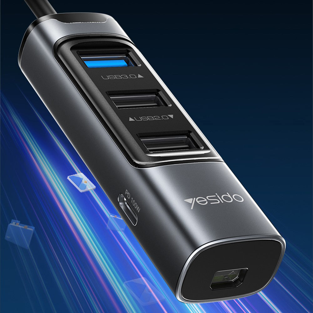 Yesido - Docking Station 5in1 (HB24) - Type-C to 3x USB, USB-C, Mini DisplayPort, PD100W, Fast Charge, 4K@30Hz, 5Gbps - 