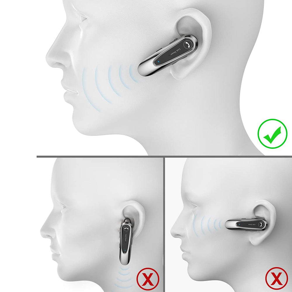 Techsuit - Premium Bluetooth Headset AirTalk (CB2) - Bluetooth, 20 Hours Talk Time, Type-C, Lightweight, Dual Mic - Blac