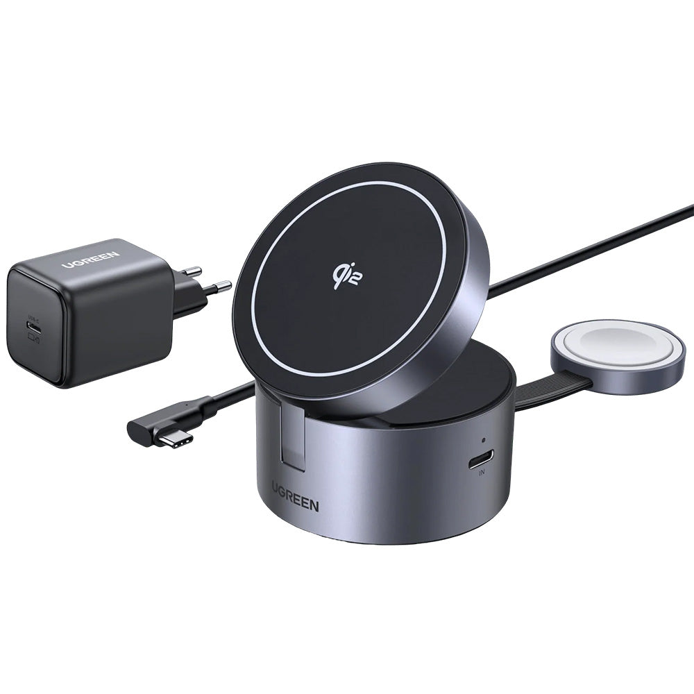 Ugreen - Wireless Charging Station W712 (65148) - MagSafe, Fast Charging, Qi2, 25W, with Wall Charger, 45W, Cable, 60W -