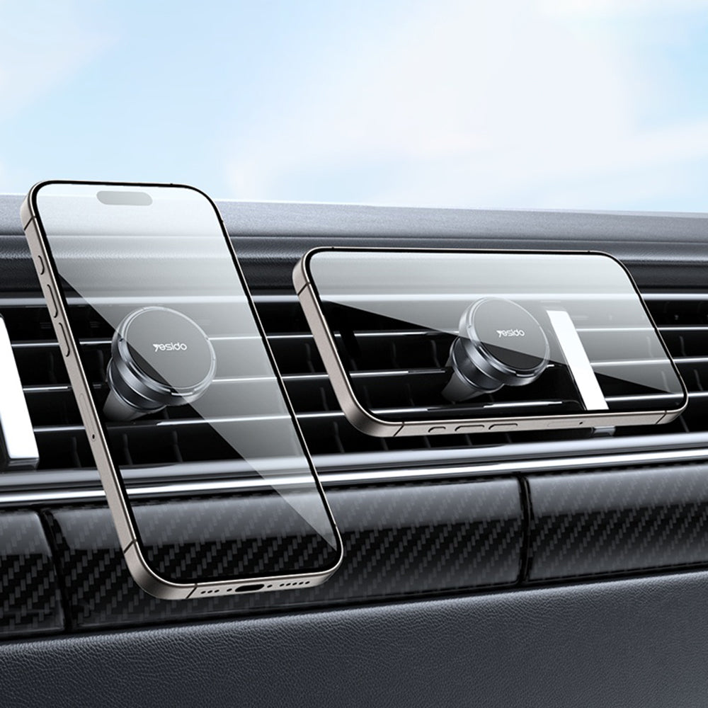Yesido - Mini Car Holder (C214) - Magnetic, for Air Vent, Free Rotation, Zinc Alloy, Non-slip, Universal - Black