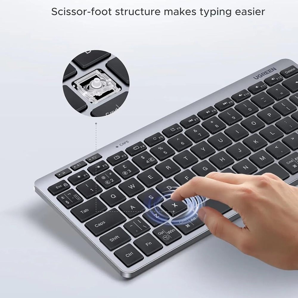 Ugreen - Wireless Keyboard (75049) - Bluetooth 5.3, Multi-Device, Easy Switch, Compact Design, Silent Typing, 78 Keys - 