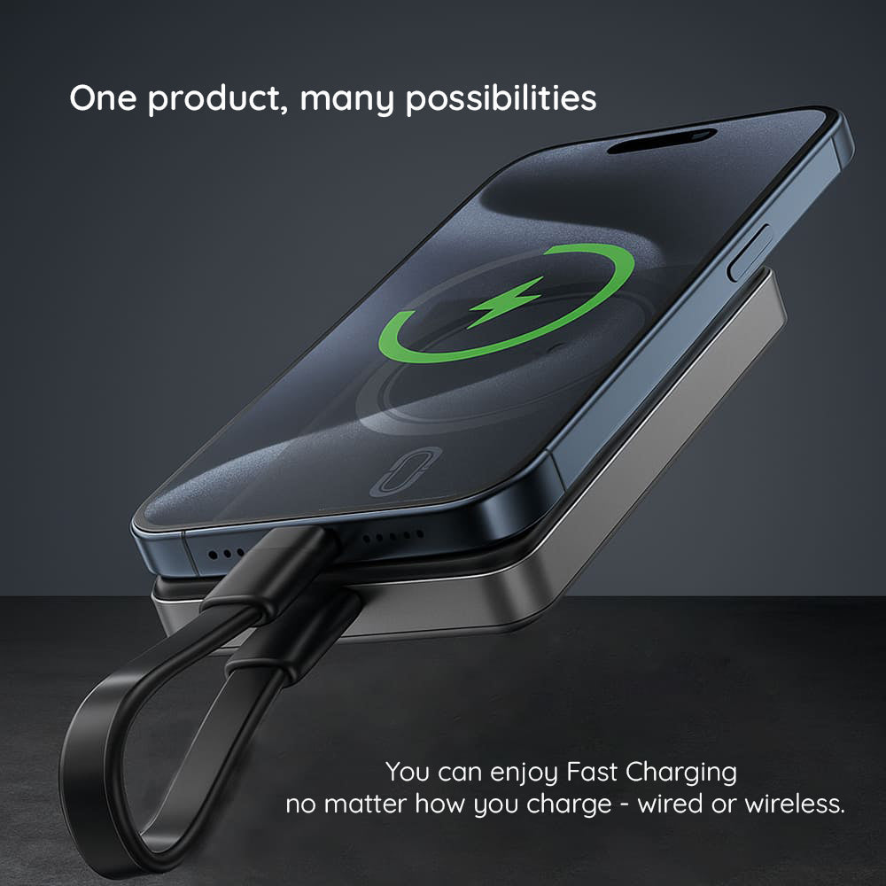 Acefast - Magnetic Wireless Power Bank Ultra-thin (M12-10000) - Type-C, 10000mAh, 38.7Wh, PD20W, LED Indicator - Black