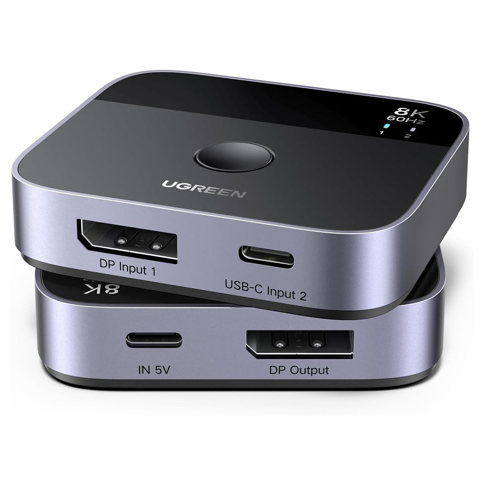 Ugreen - Adapter (65878) - Switch Type-C, DP to Type-C, DP, UHD 4K@240Hz, 3D HDR, Plug&Play, Stable Transmission - Black