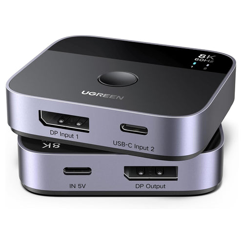 Ugreen - Adapter (65878) - Switch Type-C, DP to Type-C, DP, UHD 4K@240Hz, 3D HDR, Plug&Play, Stable Transmission - Black