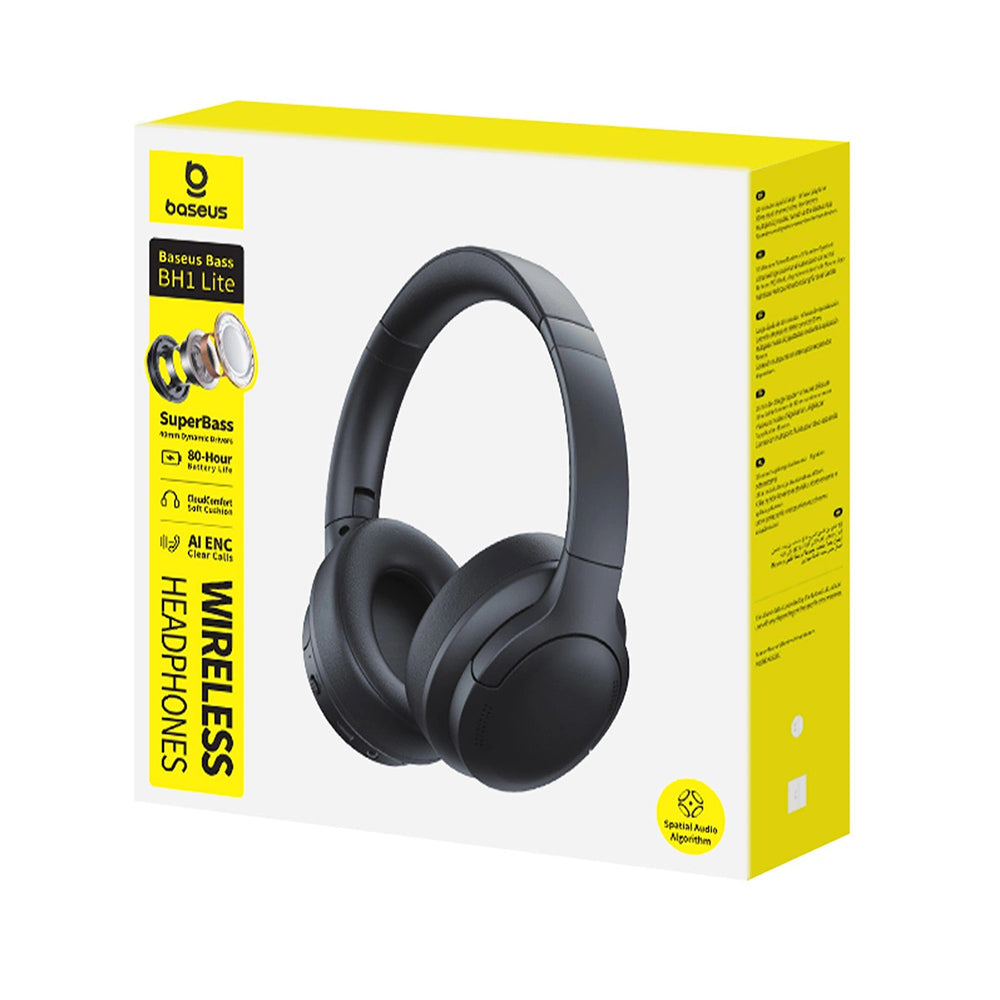 Baseus - Wireless Headphones BH1 Lite (A0203C00) - On-Ear, Bluetooth V6.0, AI ENC Technology - Black
