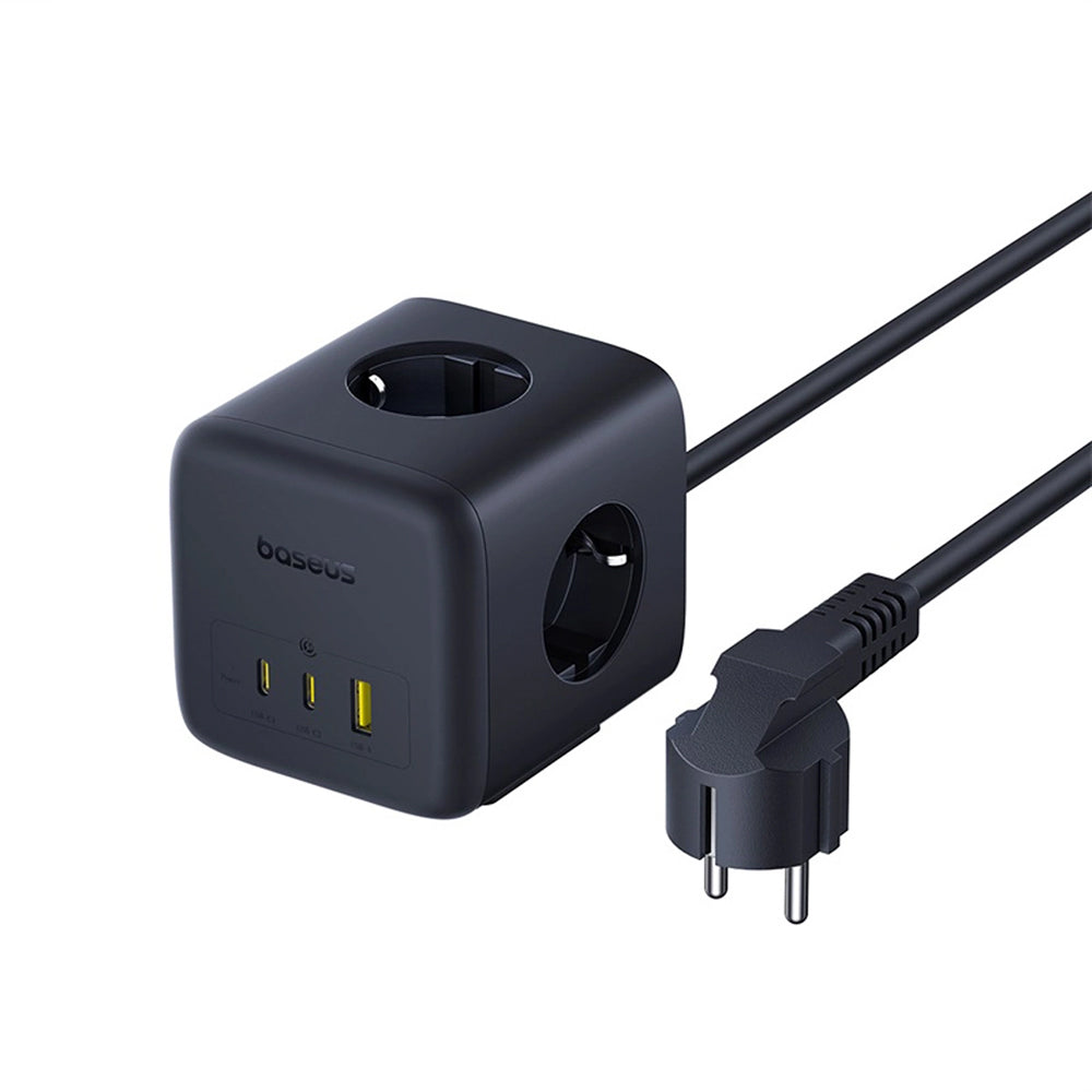 Baseus - Extension Cord EnerFill FA11 (E00082100123-00) - 3 x EU Socket, USB, Type-C, 67W, 1.5m - Black