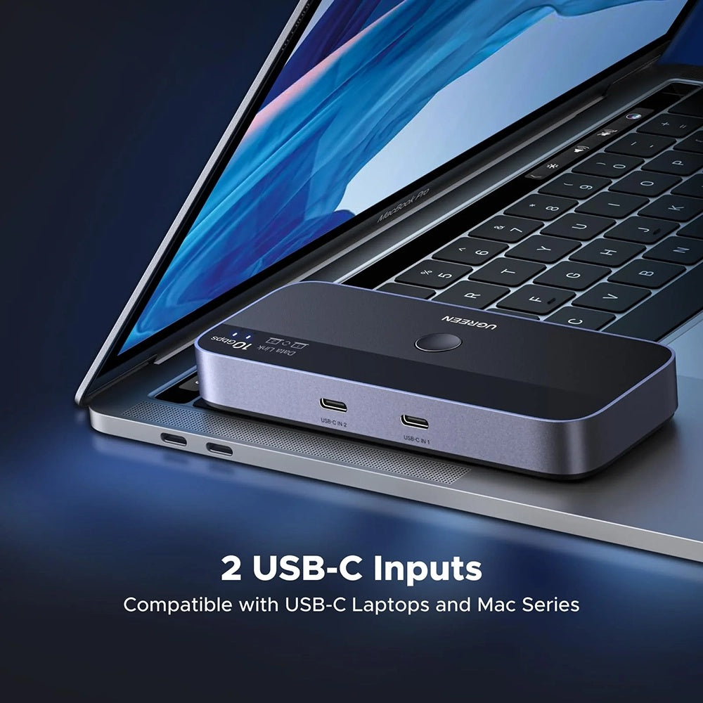 Ugreen - Adapter CM691 (45784) - Sharing Switch 2xUSB-C & Mini USB Input, 3xUSB & USB-C Output, 10Gbps, Plug&Play - Blac