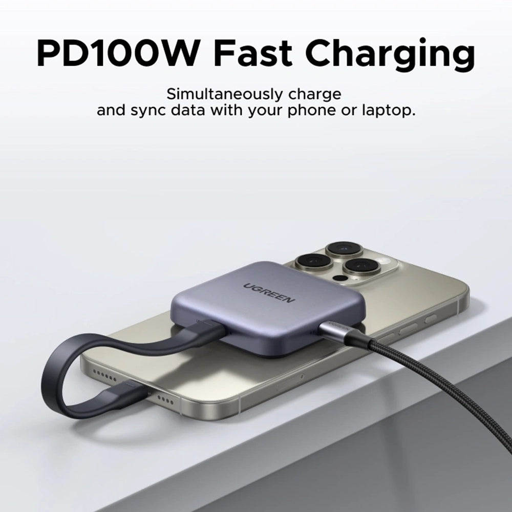 Ugreen - Magnetic Card Reader CM898 (65095) - 2x Type-C, SD/TF Card, PD100W Fast Charging, 312MB/s, 4K, 2TB - Grey