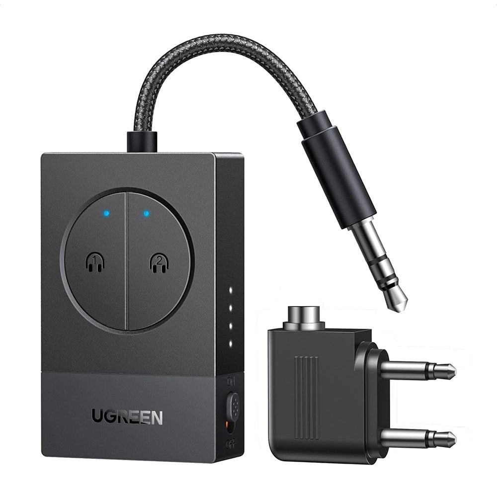 Ugreen - Transmitter Audio Adapter BT305 (65706) - Type-C, Jack 3.5mm, Bluetooth 5.4, Dual Pairing, LED Lights - Black