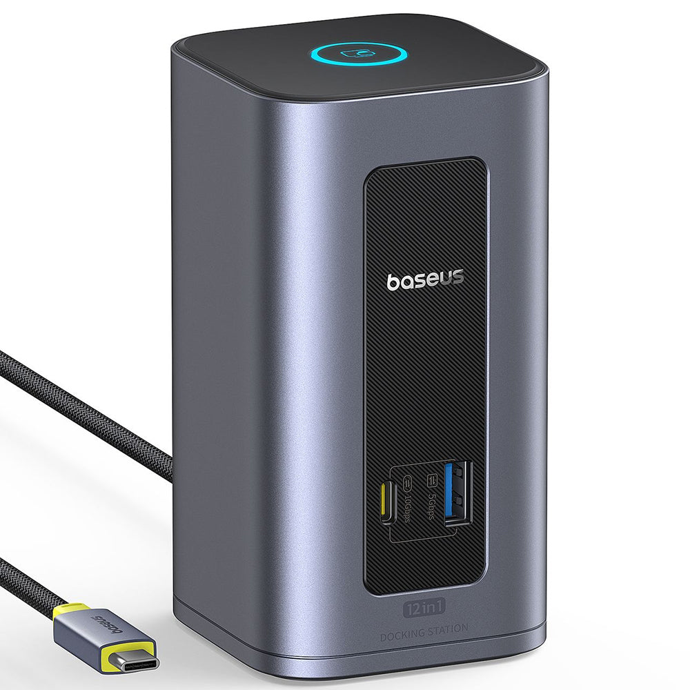 Baseus - Docking Station Nomos NU1 Air (B0114400) - 12 Ports, 10Gbps, 100W PD, 4K Displays - Grey