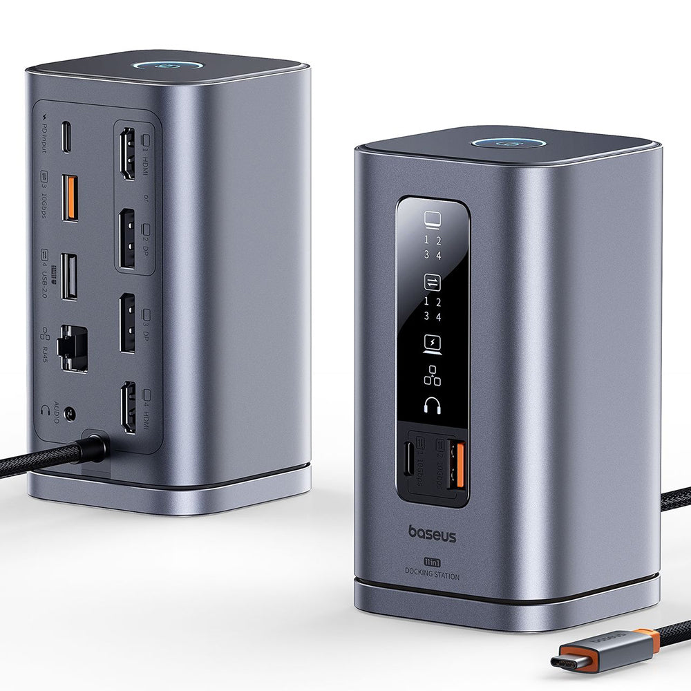 Baseus - 11in1 Docking Station Spacemate Series (B0112701) - Triple 4K Display, 10Gbps, PD100W Fast Charging - Space Gre