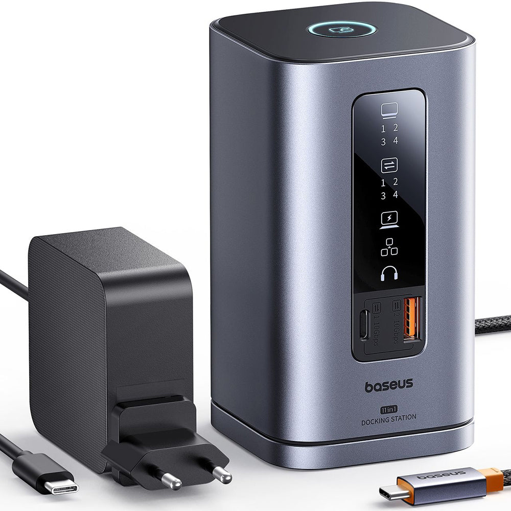 Baseus - 11in1 Docking Station Spacemate Series (B0112701) - Triple 4K Display, 10Gbps, PD100W Fast Charging - Space Gre