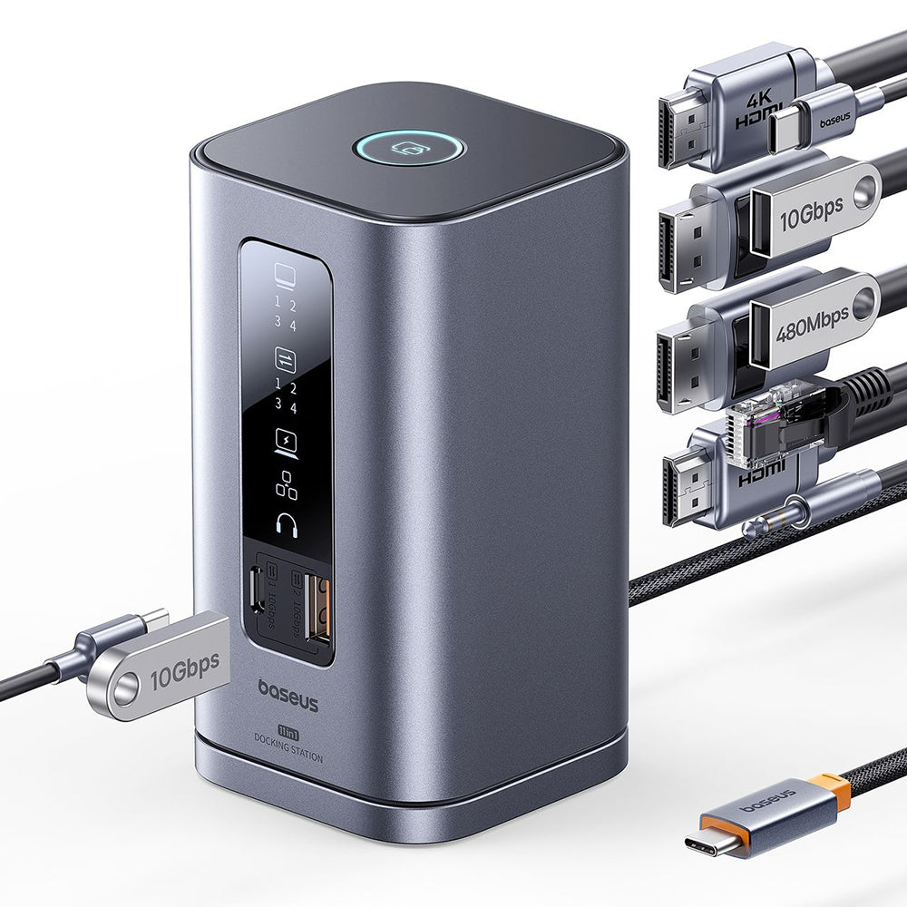 Baseus - 11in1 Docking Station Spacemate Series (B0112701) - Triple 4K Display, 10Gbps, PD100W Fast Charging - Space Gre