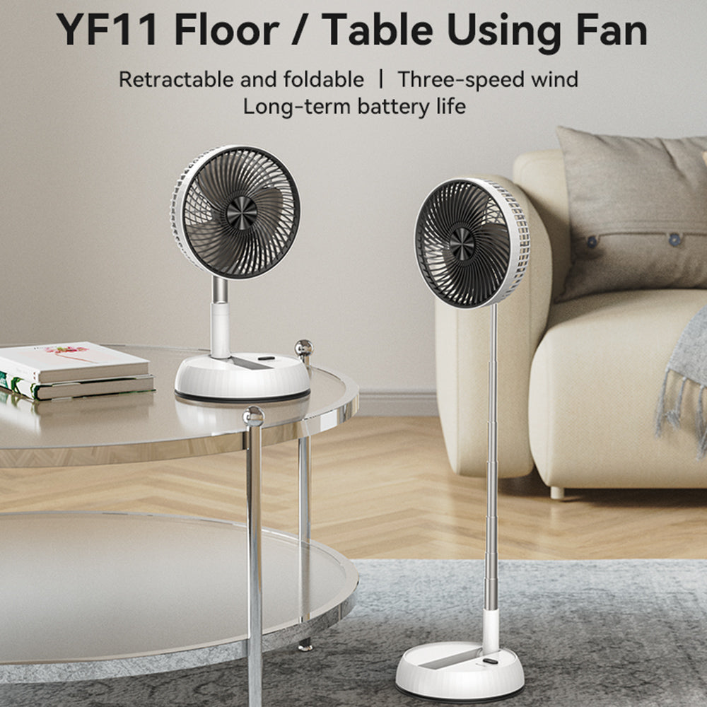 Yesido - Premium Fan (YF11) - Adjustable Height, Foldable, Portable, 3 Wind-Speed Settings, Remote Control, 6000mAh - Wh