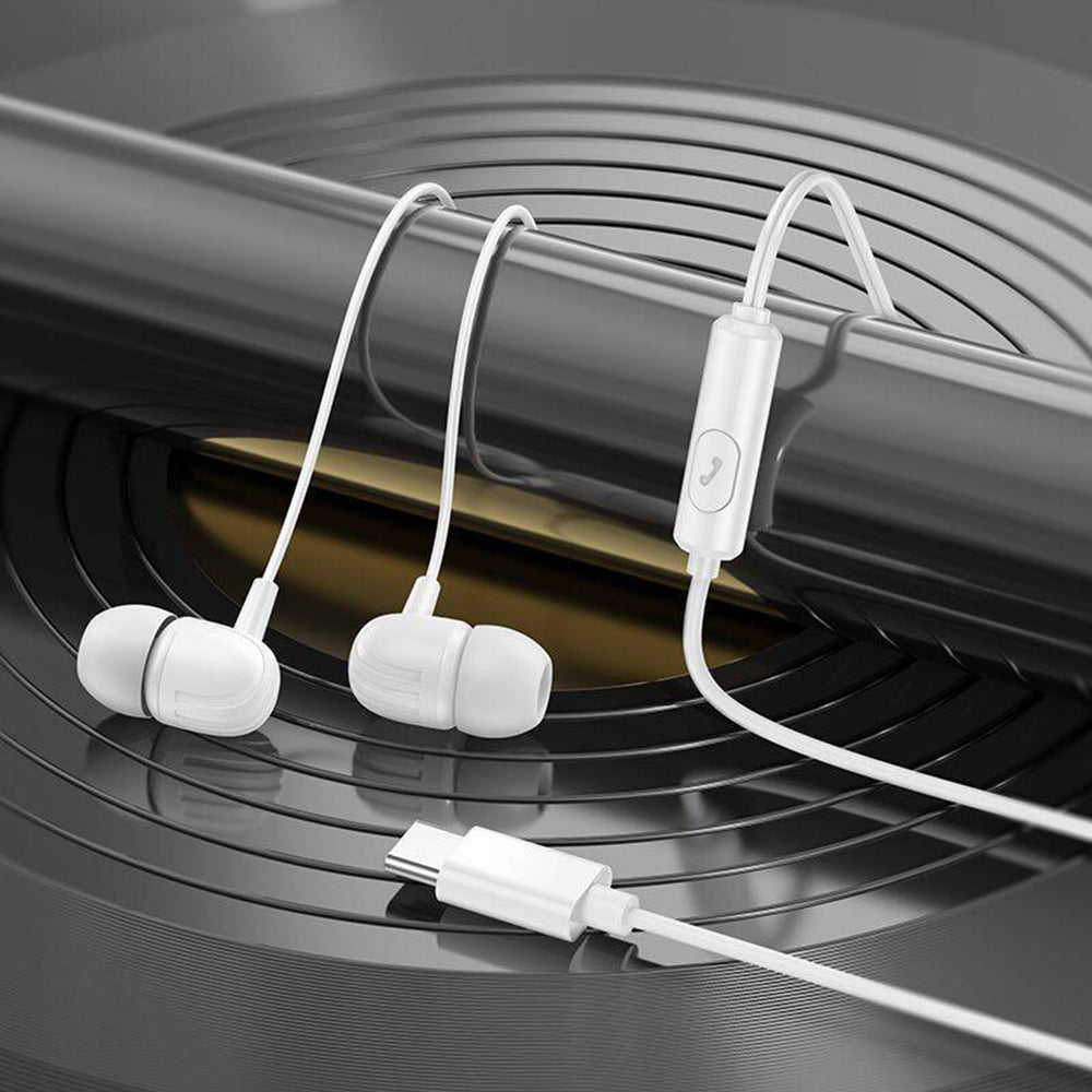 Borofone - Wired Earphones Delicious (BM77) - Type-C, with Microphone, Stereo Bass, Hi-Fi Audio, Universal, 1.2m - Black