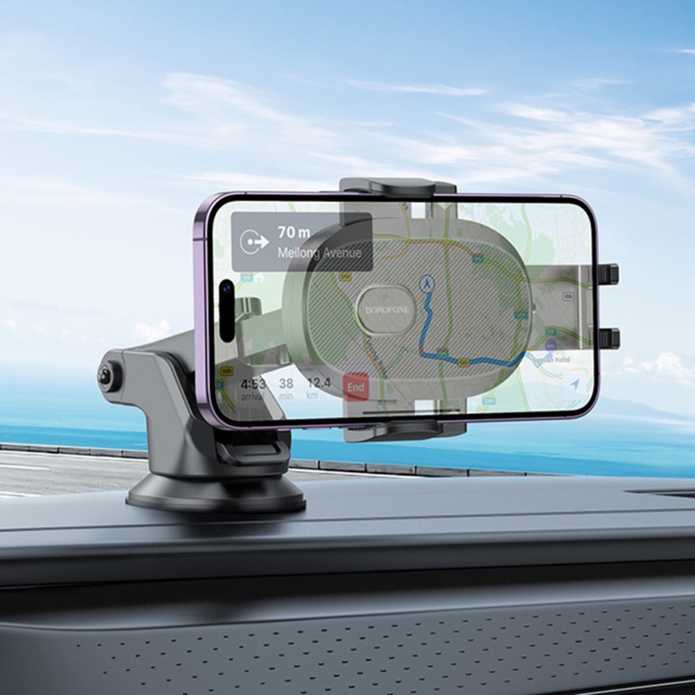 Borofone - Car Holder Grand (BH93) - with Suction Cup, for Dashboard/Windshield, 360° Adjust, Telescopic Arm, 4.5–7" - B