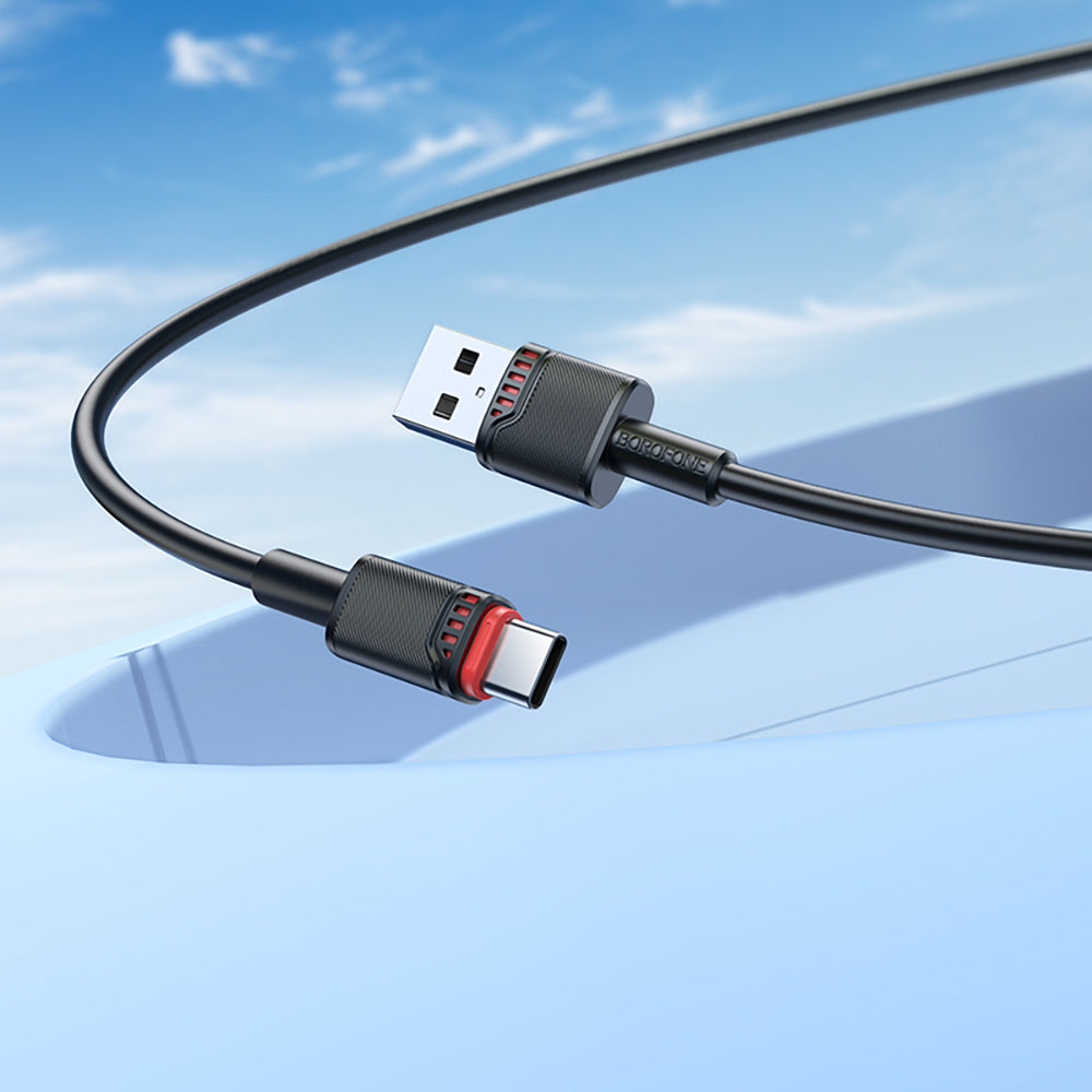 Borofone - Data Cable Beneficio Series (BX110) - Premium Line, USB to Type-C, High-quality, Fast Charging, 3A, 1m - Blac
