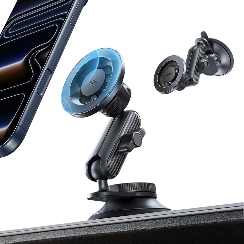 ESR - Car Holder OmniLock (2B5240162) - for Dashboard, 360°, Magnetic, Flexible Ball-joint Arm, Aluminum - Black/Carbon 