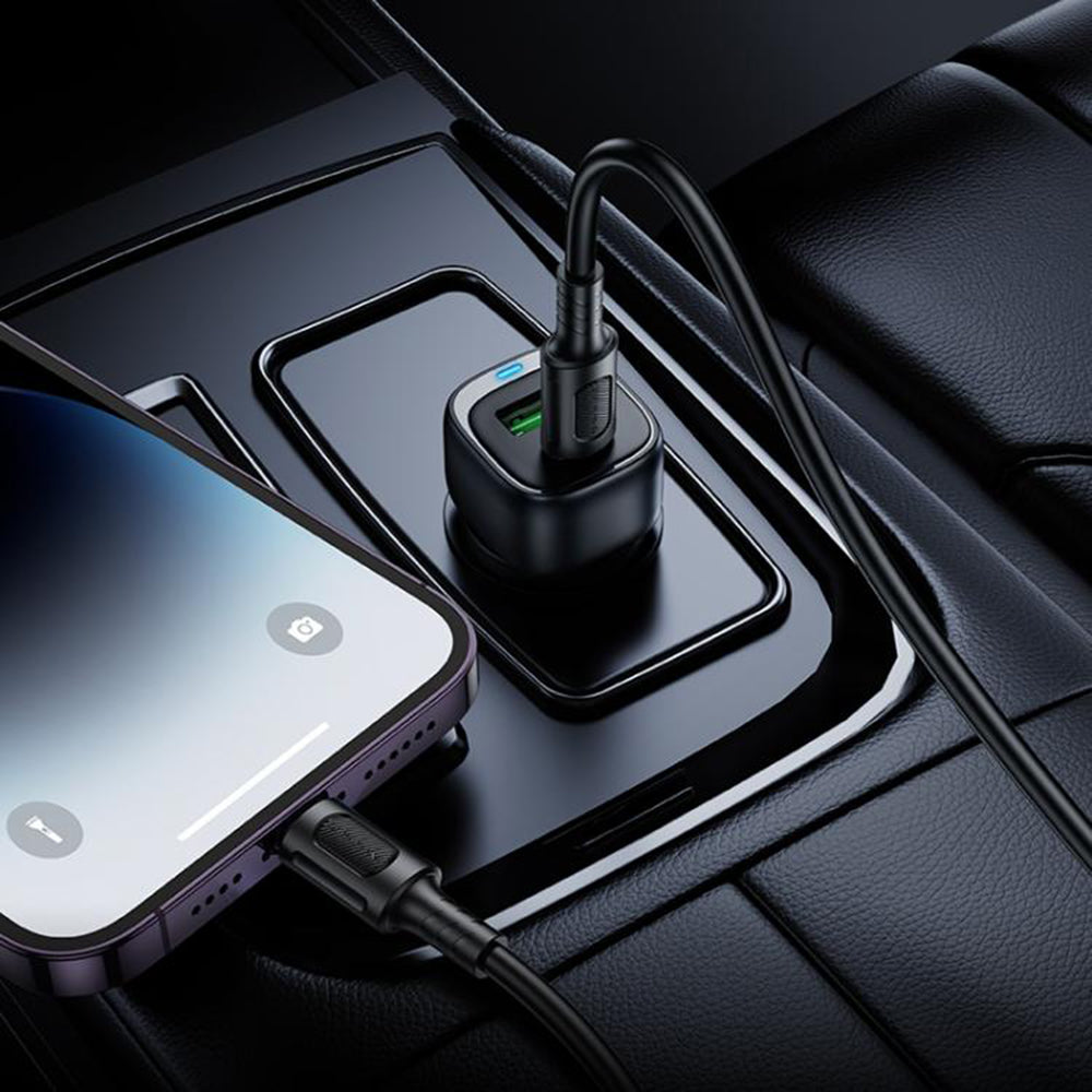Borofone - Car Charger Cloud (BZ34B) - Type-C, USB, PD20W, QC3.0, Dual Port, 38W, ABS - White
