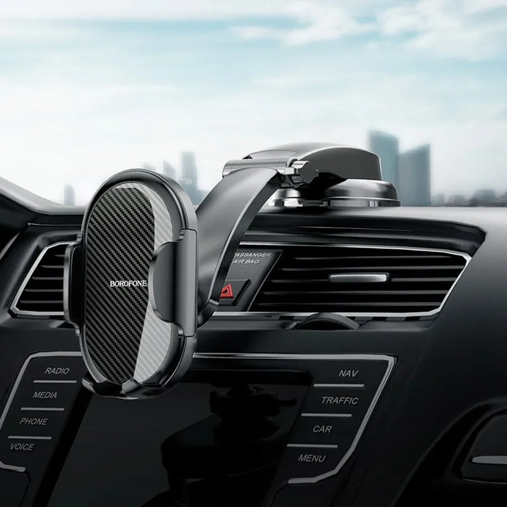 Borofone - Car Holder Charm (BH73) - with Suction Cup, for Dashboard/Windshield, 360° Adjust, Universal, Telescopic Arm 