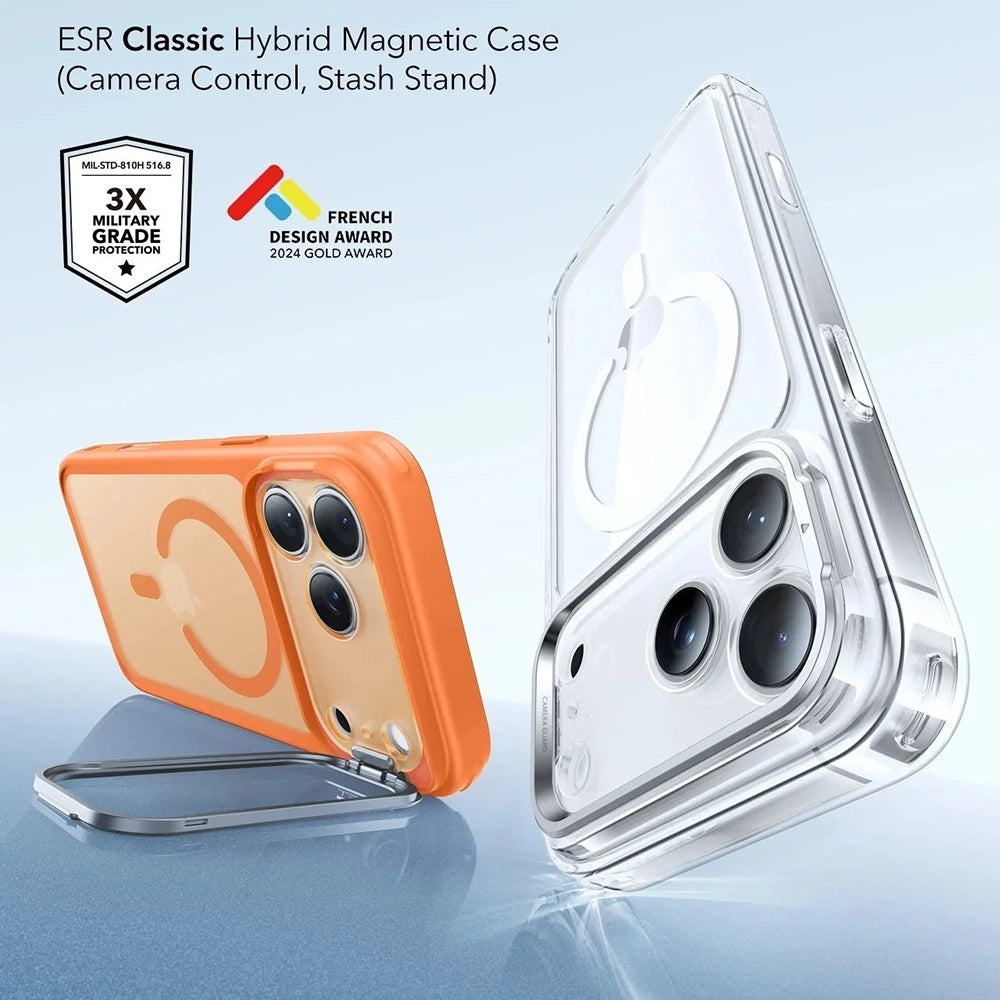 ESR - Classic Hybrid HaloLock Kickstand - iPhone 17 Pro Max - Frosted Orange