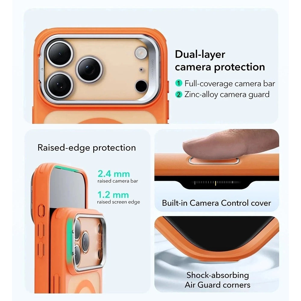ESR - Classic Hybrid HaloLock Kickstand - iPhone 17 Pro - Frosted Orange