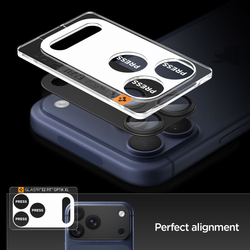 Spigen - Optik.tR EZ Fit Pro XL Camera Glass (AGL10644) - iPhone 17 Pro - Black