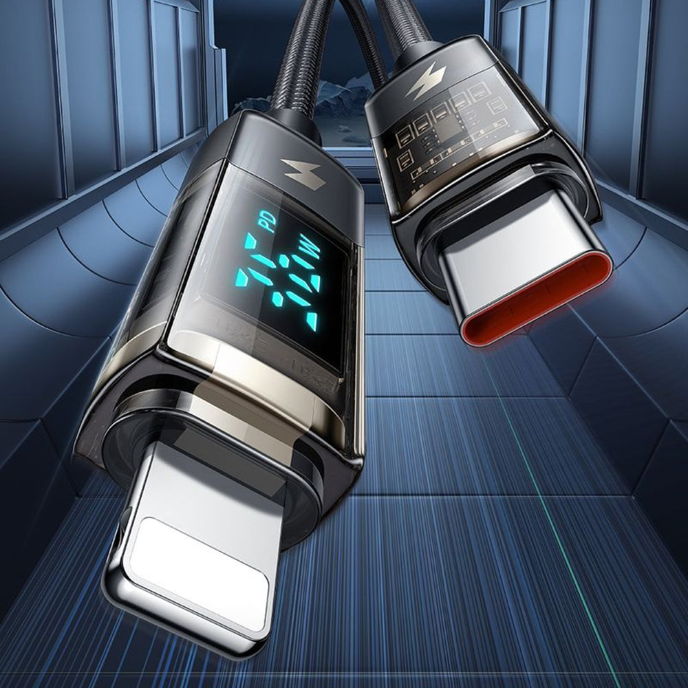 Mcdodo - Data Cable (CA-3600) - Type-C to Lightning, 36W, Digital Display, Auto Power Off, Transparent Design, 1.2m - Bl